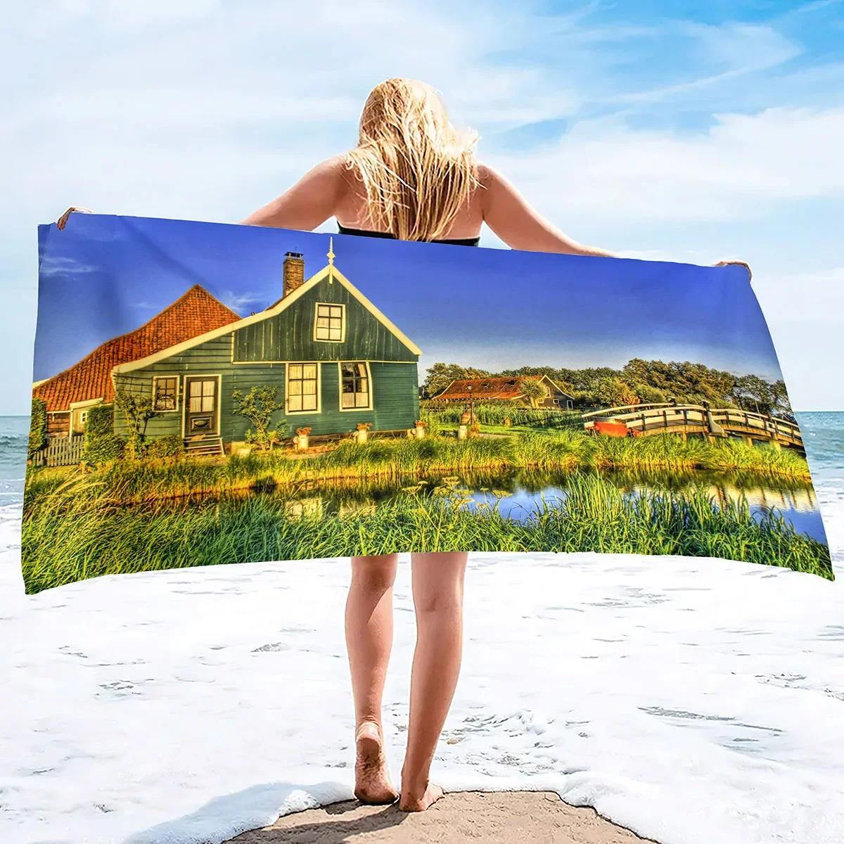 

Comfy Bath Towels Farm Print Microfiber Soft Fluffy Pool Swim Towel Soft Bathing/Beach/Camping Towel for Women Men Girls Boys W30*H60(CM)