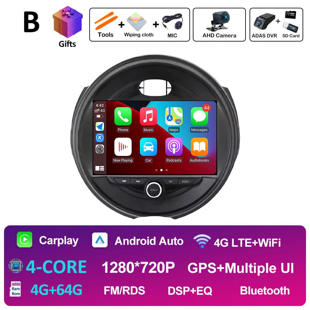 For BMW Mini Cooper Car Multimedia Audio Video Player Android OS Wireless Carplay DSP Stereo QLED IPS Screen Bluetooth Head Unit