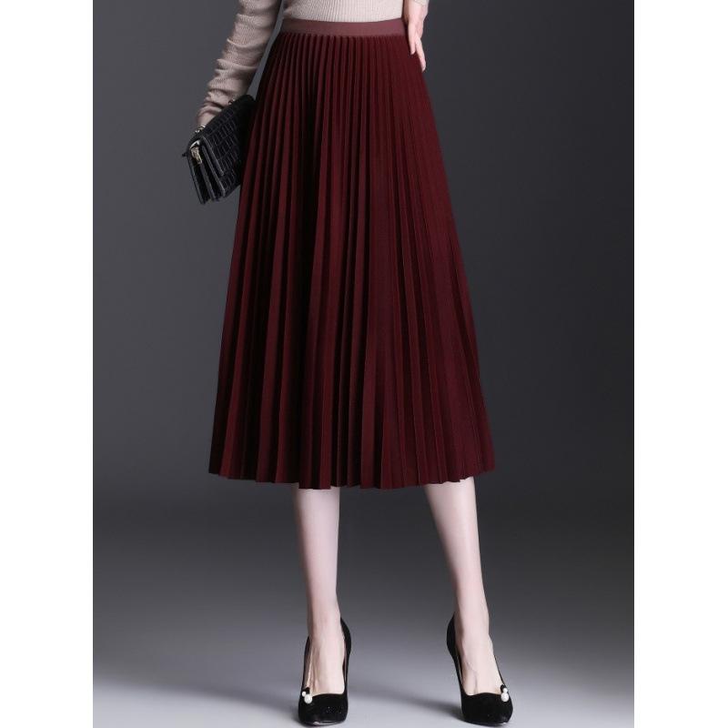 Women's Boho Satin Metallic Pleated Skirts Elastic High Waist Flowy A Line Skirt High Elastic Waist Pleated Chiffon Skirt Midi Swing A-line Skirts