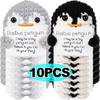 10/1x Positive Energy Penguin Hug Pocket Mini Handmade Plush Wool Knitting Potato Doll with Card Party Christams Festival Gifts