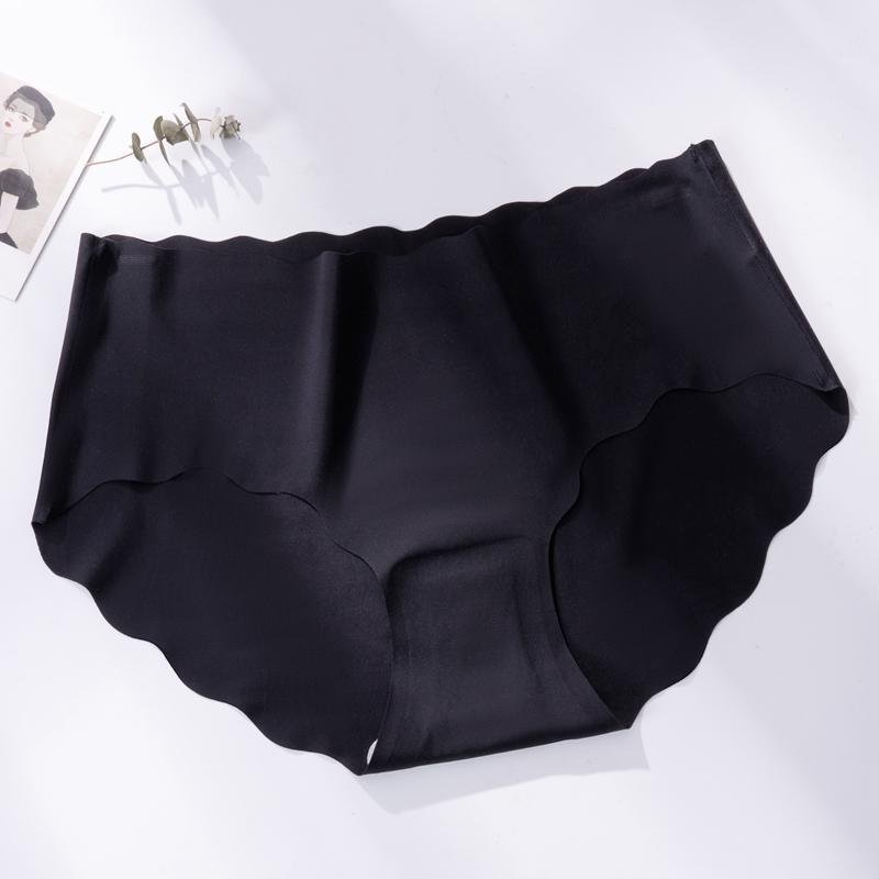 Ice Silk Seamless Breathable Mid-waist Underwear Panties for Women Wave-like Hip-lifting and Tummy-controlling Sexy Panties Briefs