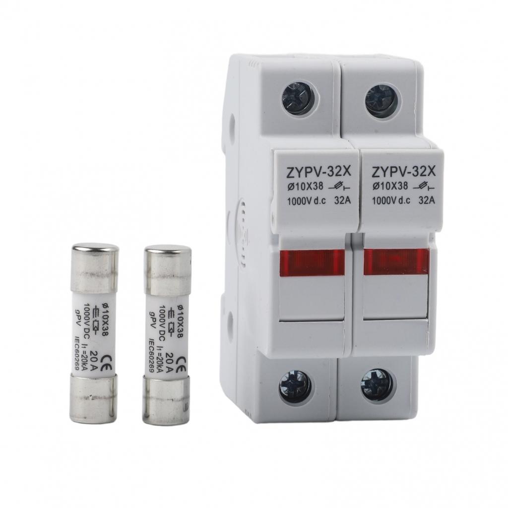 2P For Solar Fuse Holder with 10x38mm Compatibility for DC1000V Applications