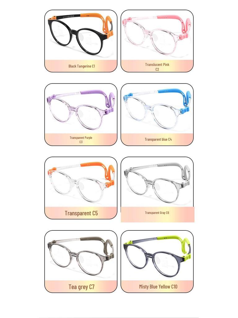 Ultralight Myopia Glasses for Teens - Screwless TR Frame, Safe Sports Design T048ET