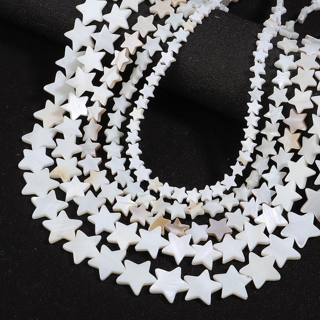 1strand Star Shape Shell Beads White Shell Charms Multiple Size Loose Beads For Necklace Bracelet Jewelry Making Accessories