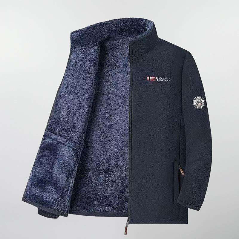 Herren Polarfleecejacke Winter Winddicht Stehkragen Mantel Reißverschluss Thermofleece gefütterte Mäntel Lässige warme Oberbekleidung Herrenbekleidung