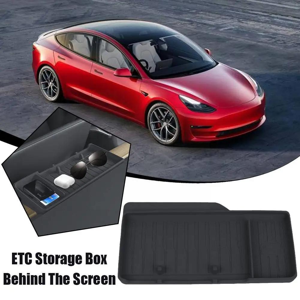 

TSL806 For Model Y/3 Silicone Car ETC Behind Screen Storage Box Tray Black
