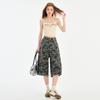 2025 Sommer Damen Camouflage Weitbeinjeans, Locker Gerade Mittellang Schlankmachende Hose
