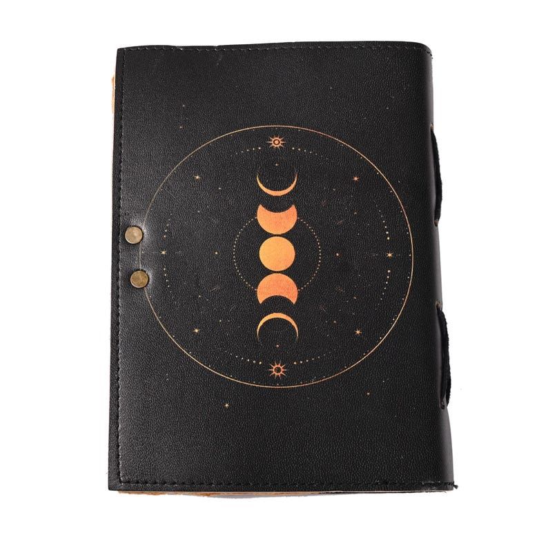 Leather Journal-Handmade Deckle Edge Paper, Leather Sun & Moon Journal, Handmade Journals, Handcrafted Book, Everyday Diary
