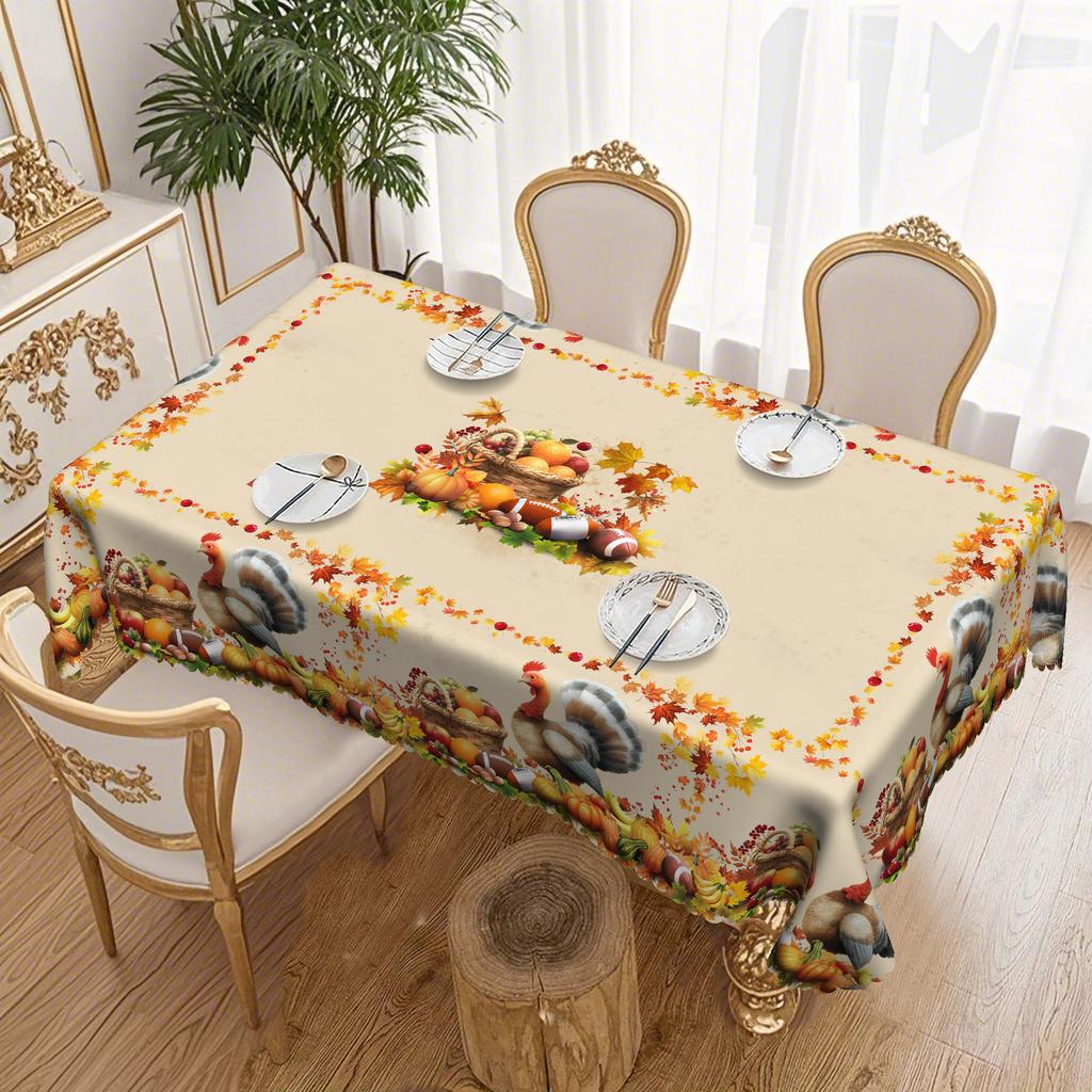 Simple Pastoral Table Cloth, Table Cloth/Coffee Table Cloth, Pumpkin Turkey Fruit Pattern, Household