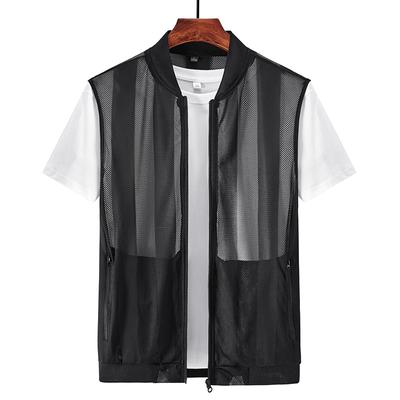 Verano Nuevo Chaleco Ultradelgado Hombre Bolsillo con Cremallera Exterior Color Sólido Chaleco Fresco Senderismo Pesca Fotografía Ocio Chaleco Cargo Hombre