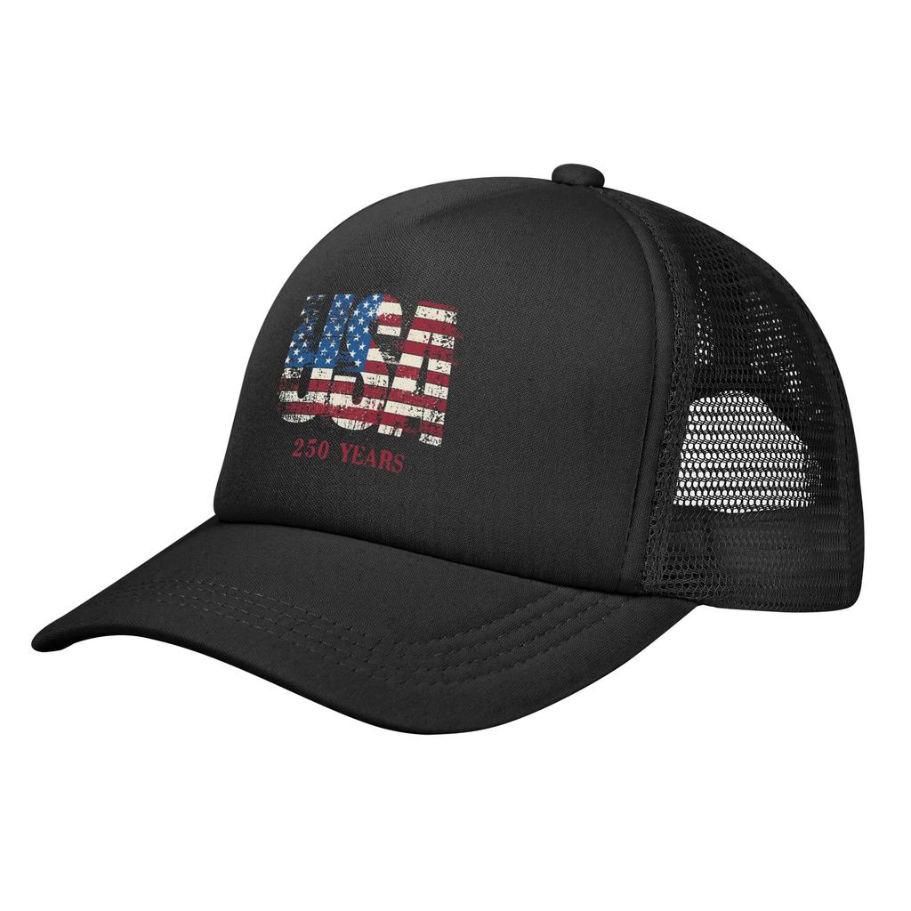250 Years American Anniversary Mesh Caps Outfit for Women Men Adjustable Baseball Cap MeshBack Cooling Breathable Caps