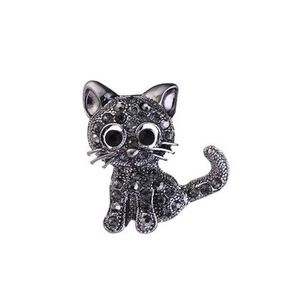 Women Lovely Style Sparkling Crystal Rhinestone Brooch Girl Cartoon Cat Scarf Pin Breastpin Wedding Jewelry Gift