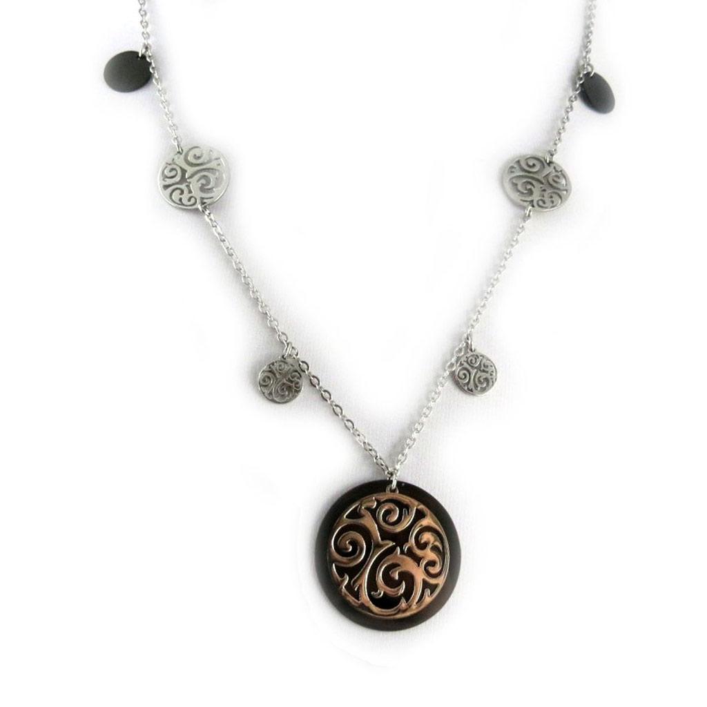 Altesse [L0372] - Black 'Choreography' Steel Necklace