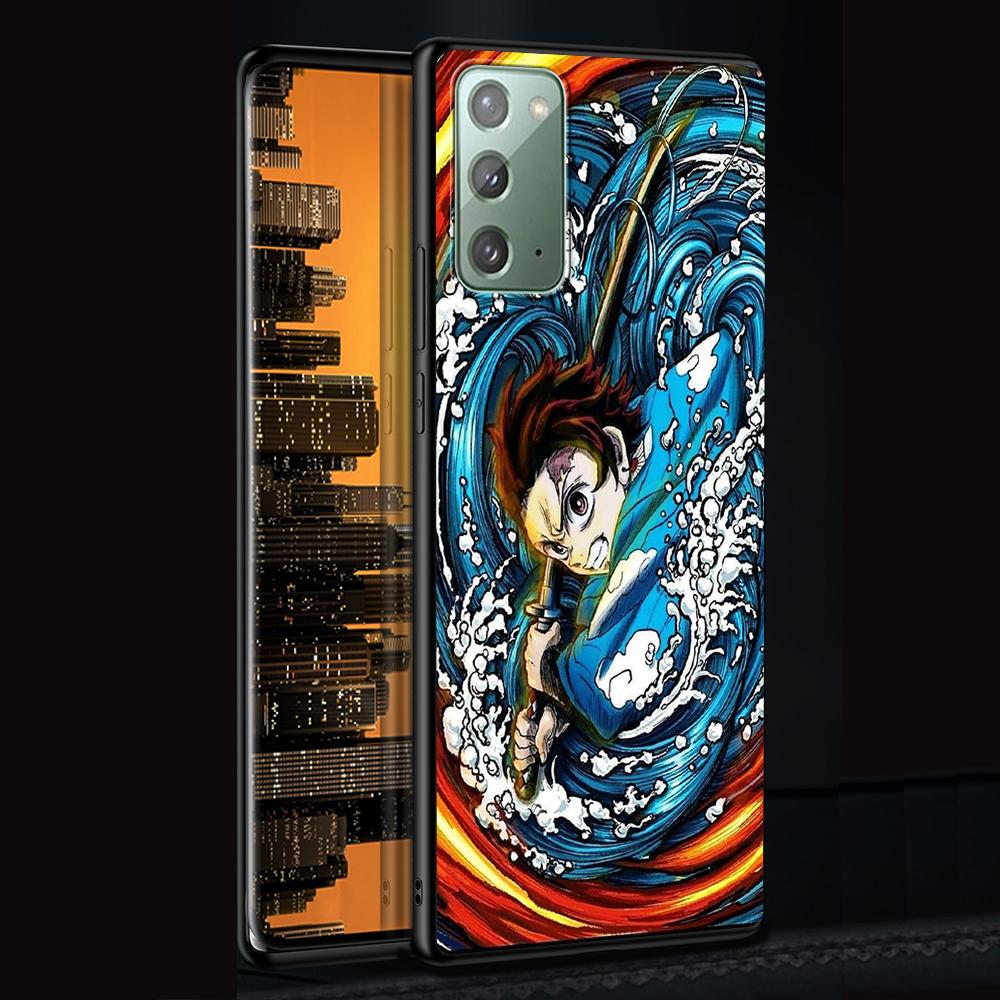 Demon Slayer Case for Samsung Galaxy Note 20 Ultra 10 Lite 9 8 A53 A52 A12 S22 S21 FE S20 Plus Silicone Black Anime Phone Cover