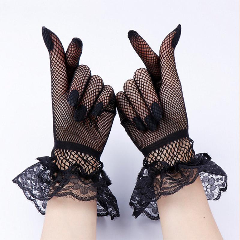 Lolita Summer Uv-Proof Driving Gloves Jk Mesh Fishnet Gloves Lace Full Finger Girls Lace  Gloves Hand Cosplay Gloves