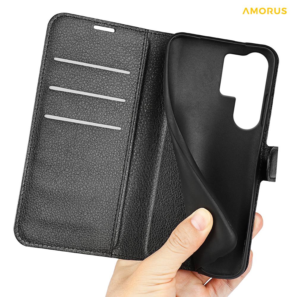 For Samsung Galaxy S25 Ultra Wallet Case Litchi Texture Shockproof Leather Flip Stand Phone Cover