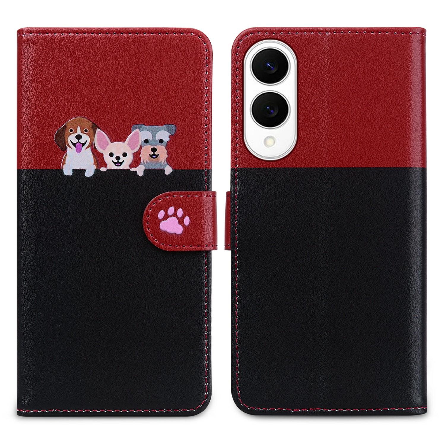 

Мультяшная серия для домашних животных для Samsung Galaxy S25 Edge Чехол-кошелек для телефона Сращивание Кожаная откидная крышка Black