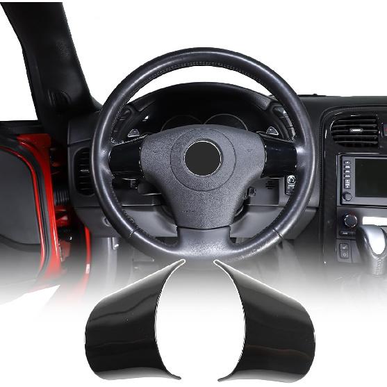 

ABS Car Steering Wheel Button Frame Sticker For Chevrolet Corvette C6 2005-2013 Interior Steering Wheel Decoration Accessories (Style B-Gloss Black)
