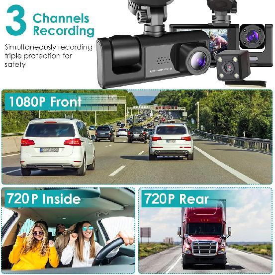 2/3 Camera Dash Cam W/ IR Night Vision Loop Recording & 2" IPS Screen 1080P DVR recorder, video recorder,Car accessories