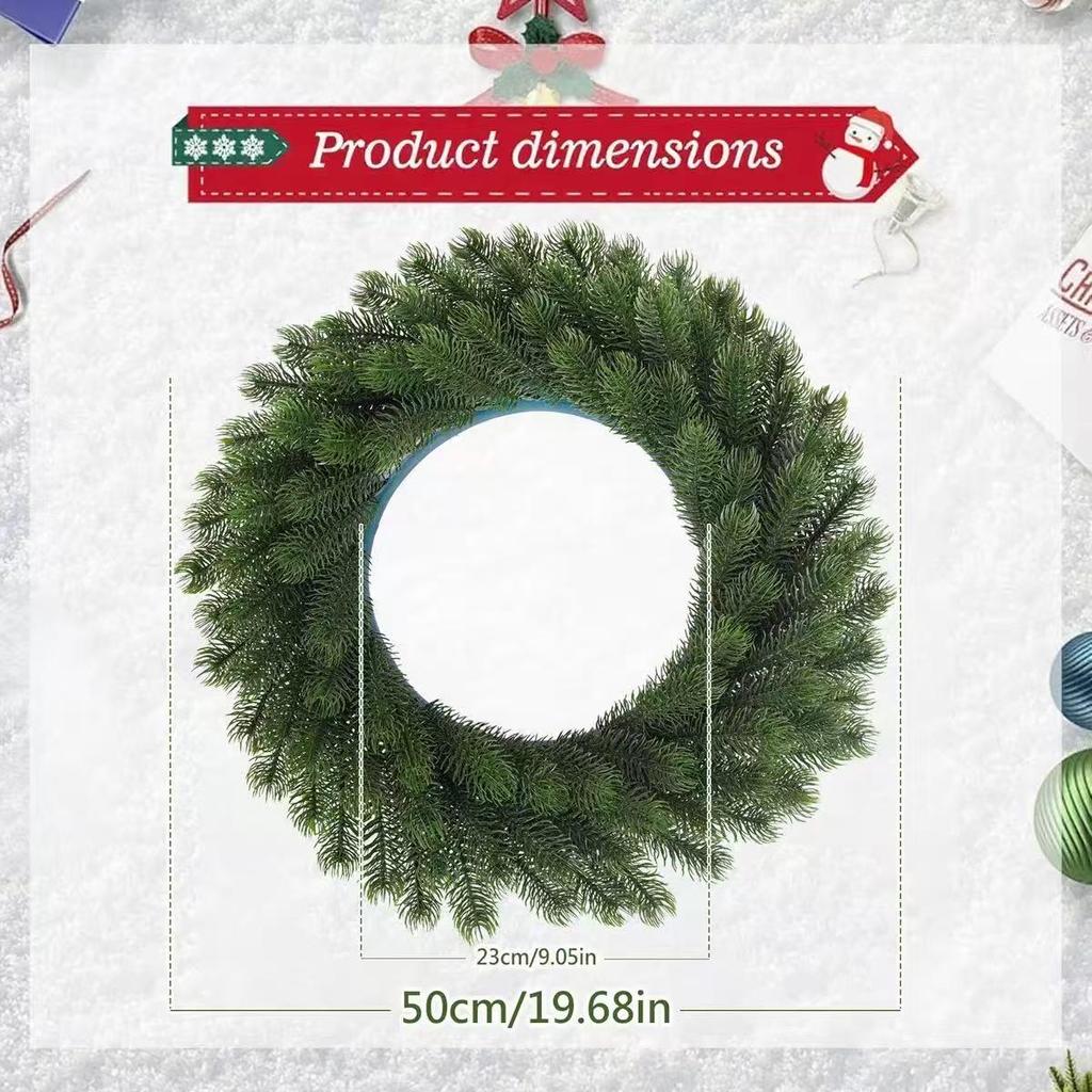 Cross-Border Christmas Wreath: Artificial Pine Needle & Rattan Decoration with Green Atmosphere