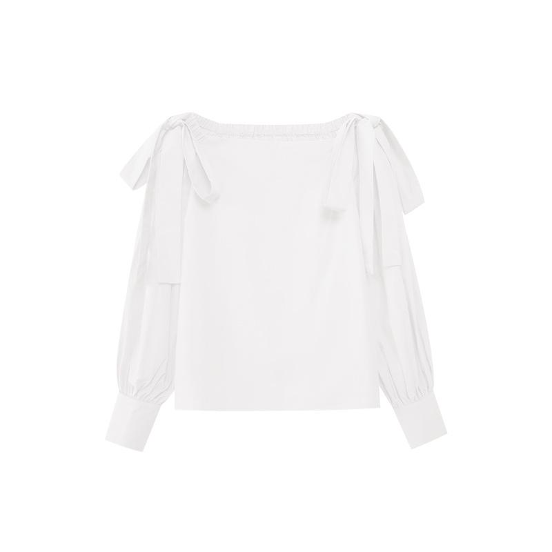 Весенняя рубашка на одно плечо с французским кофейным перерывом 2025 года — элегантная и красивая C3616 белый