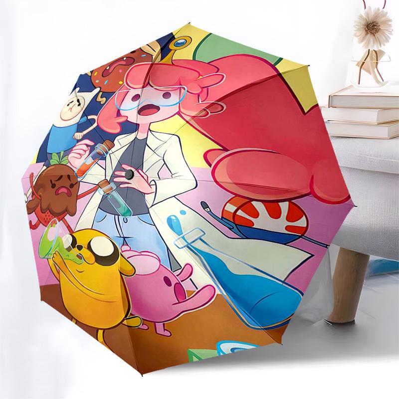1pc Adventure Time Outdoor Umbrella - Automatic Opening/Closing, Portable 3-Fold Design with Iron Frame - Perfect Gift for Fans, Travelers, Daily Use.