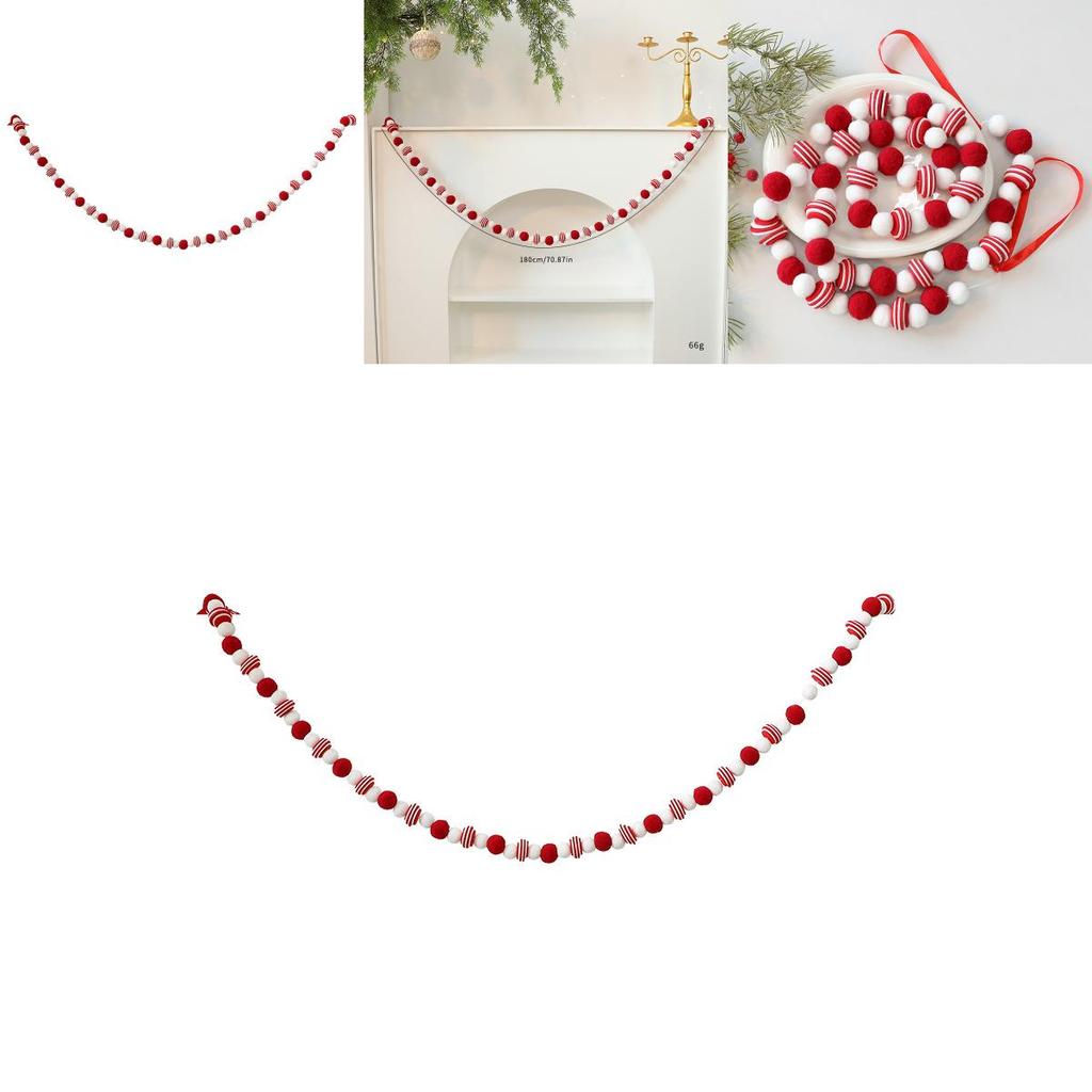 Christmas Felt Banner With Red White Balls For Holiday Decor And Window Display