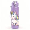 1PC White Unicorn Fantasy Cartoon 750ml Color Plastic Sports Water Bottle Leakproof Flip Straw Lid Suitable for Sports Office Home Use