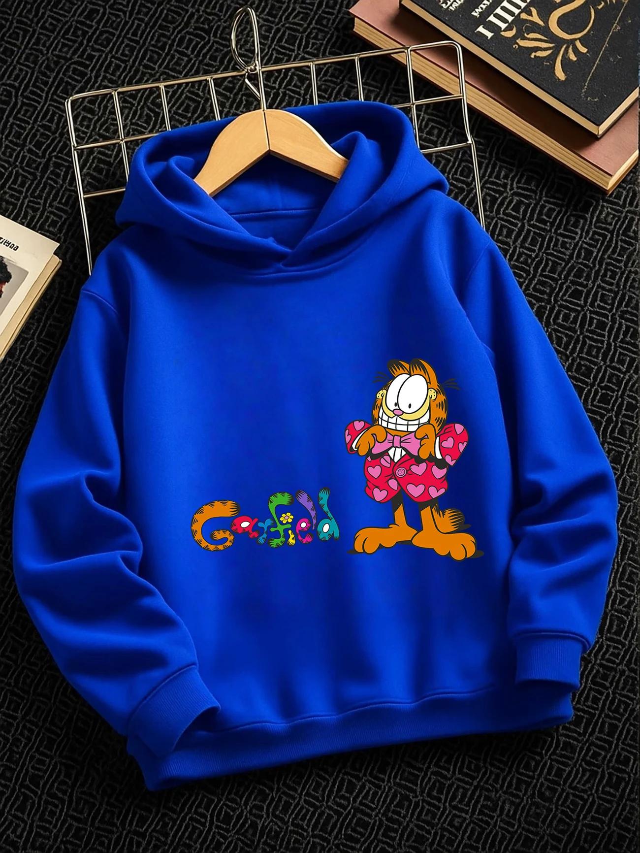 Grumpy Garfield Pullover Sweatshirt Summer Cute Cartoon Crewneck Casual 3-14 Years 100