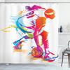 3D Basketball Shower Curtain Sets For Boys Teens Athlete Gym Theme Sports Bathroom Curtain Polyester Waterproof Shower Curtain