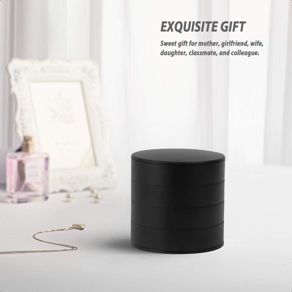 Jewelry Storage Box, Small Jewelry Box Earring Holder for Women, Jewelry Storage Box 4-Tier Rotatable Jewelry Accessories Storage Tray with Lid