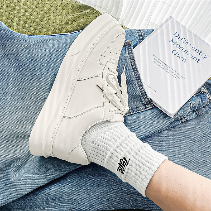 Genuine leather men's board shoes Trendy casual minimalist style Outdoor Youth Adult Activity Walking Breathable White Shoes