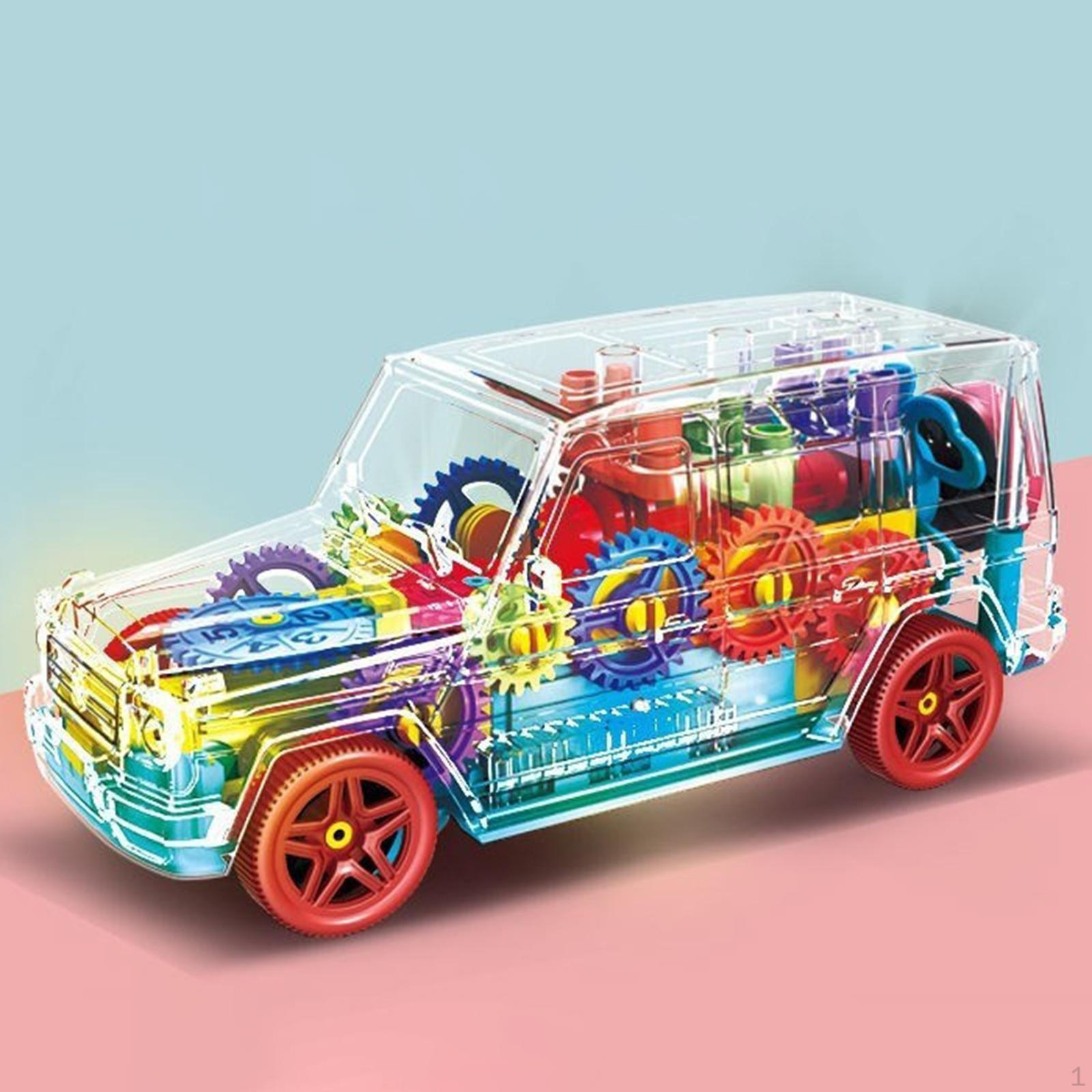 

Светящаяся машинка-игрушка Сенсорные вращающиеся шестерни Крутые огни и музыка Прозрачная для детей мальчиков