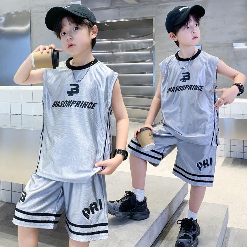 Boys' summer vest set 2026 new sports jerseys for middle-aged and young children's summer boys' quick drying basketball clothes trend