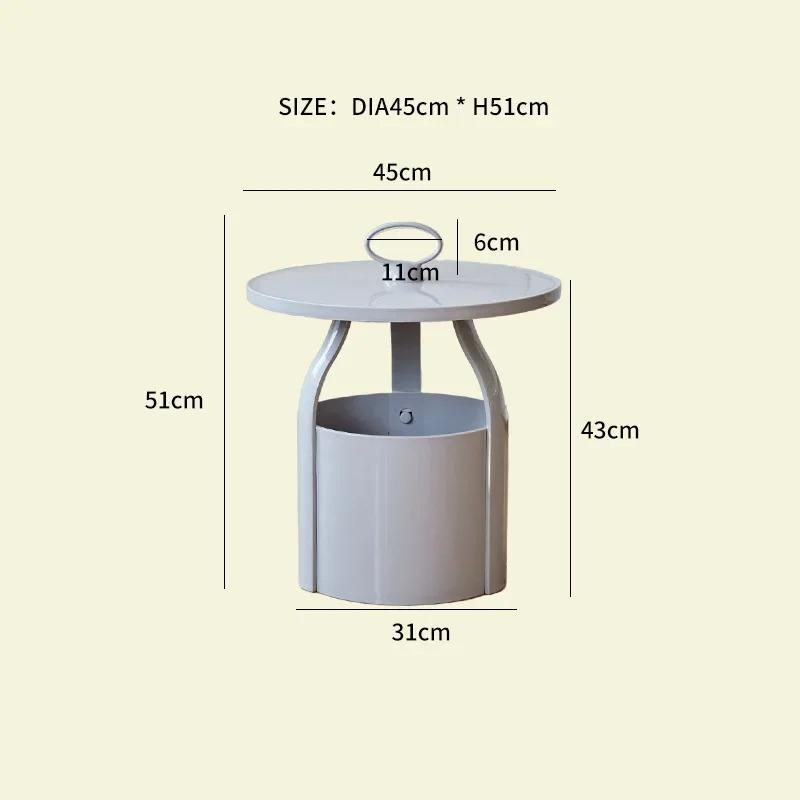 Nordic Circular Side Table-Multifunctional & Detachable Plastic Craftsmanship with Storage,Ideal for Small Spaces in Living Room
