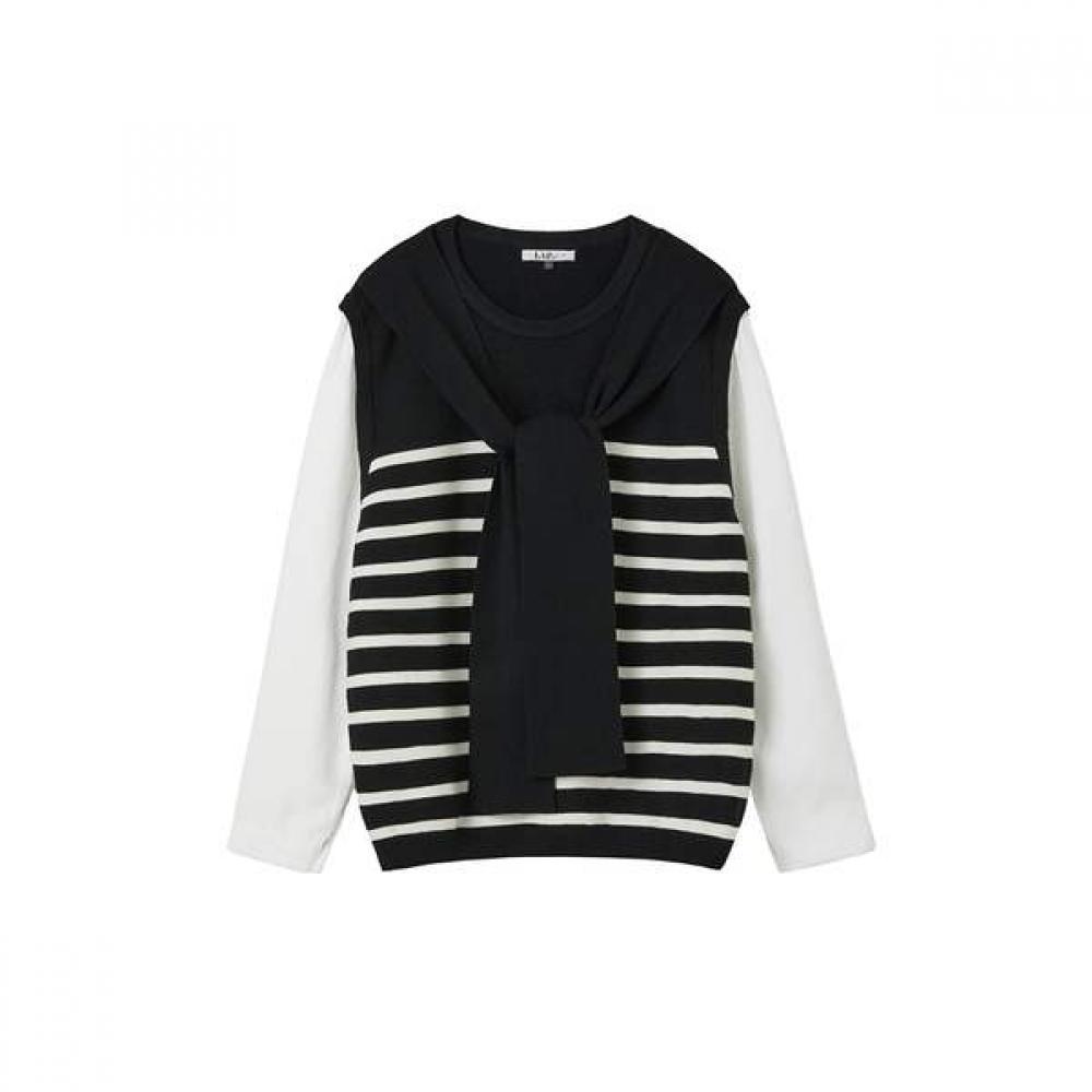 Lap Color Block Stripe Shawl Knit As1kh220 GE (gray)/FF