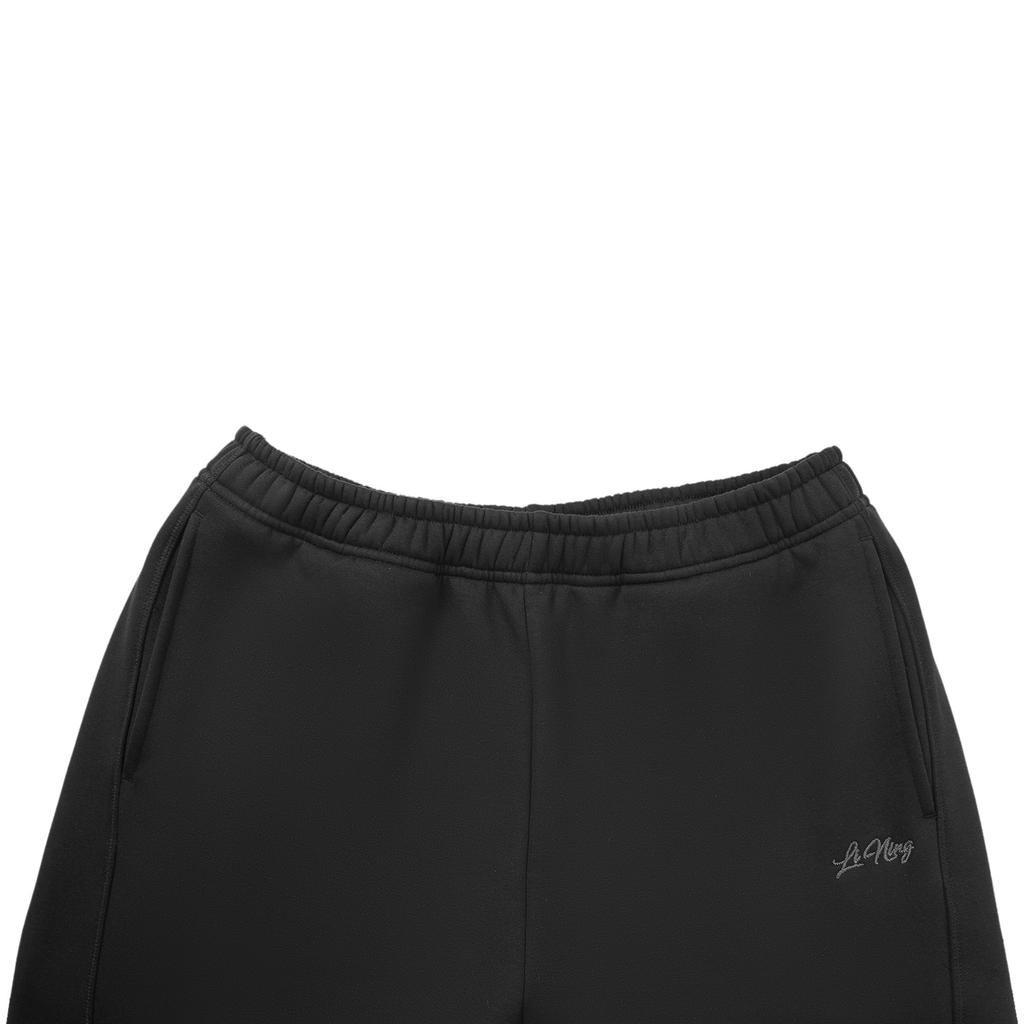 Li Ning Sports Lifestyle Series Solid Color Mid Waist Elastic Versatile Fleece Lined Warm Tapered Knit Joggers Women Joggers AKLVA02-4