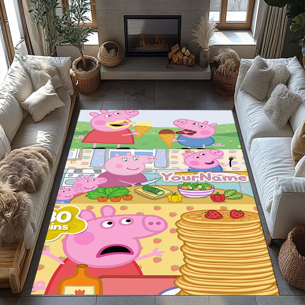 Peppa Pig Customize Text Area Rug Perfect for Decorate room Dining Room Hallway Living Rooms Anti-slip Rug Anime Office Decor Spiritual Gift