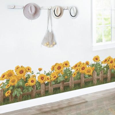 Fresh Sunflower Waistline Sticker Anchor Wallpaper Self-adhesive Living Room Bedroom Decoration Skirting Wall Sticker