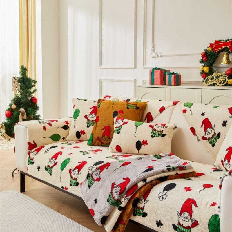 Winter Slipcover Father Christmas Funda Sofa Mats  Living Home Non-slip Sofa Cushion Couch Sofa Covers