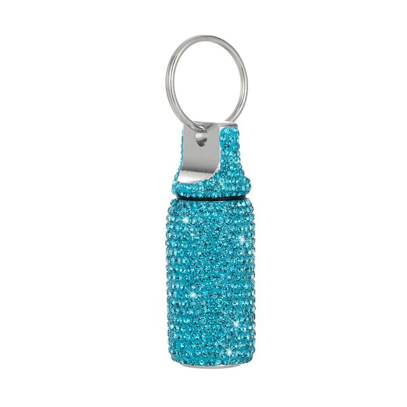 Keychain Pill Box Small Travel Pill Case Organizer Crystal Diamond Medicine Bottle Pill Bottle Keychain