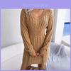Fashion Knit Bodycon Dress With Long Lantern Sleeves For Street Style Women