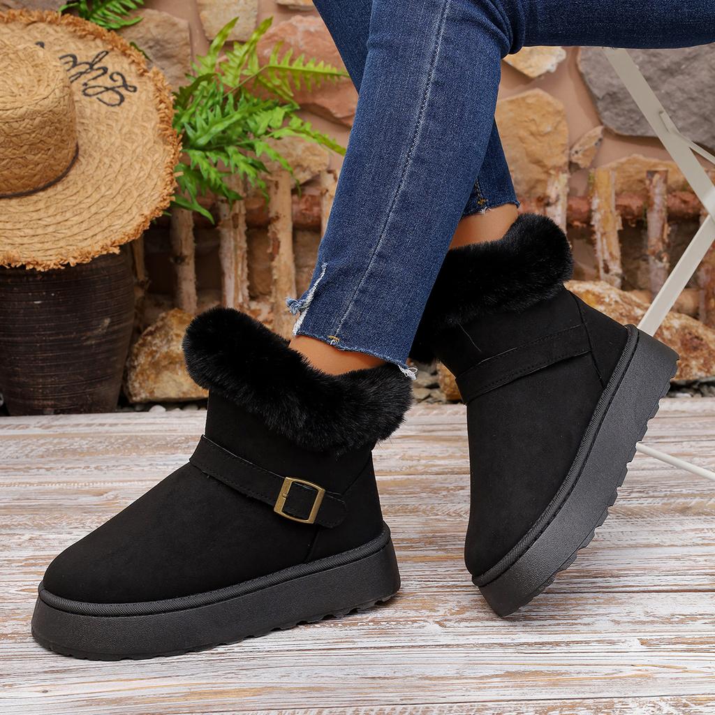 Brand New Women's Casual Solid Color Suede Snow Boots Brand Designer Winter High Quality Thick Bottom Non-slip Women Short Boots
