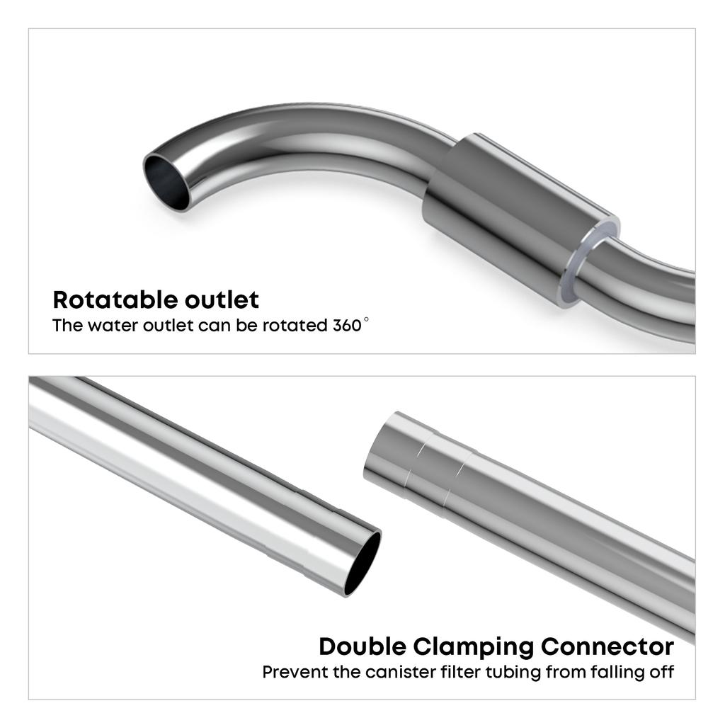 Aquarium Stainless Steel Skimmer Lily Pipe Inflow and Outflow with Spin Skimmer and Adjustable Rod for Filter Tubing