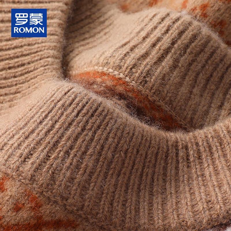 ROMON Men's 100% Pure Wool Thick Striped Sweater