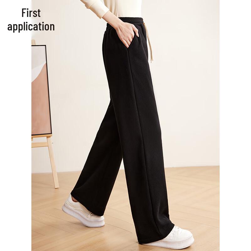 Women's High-Waist Fleece Lined Straight-Leg Casual Pants