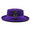 Vintage Pork Pie Hat Men feather fedora hat Webbing Decorative flip-brim Felt hats Panama Gentlemen women Church Jazz Hat