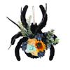 3D Spider Wooden Plaque Door Hanging Flower Wreath, Plaque Door Hanging Festive Atmosphere Decorative Vine Circle Wall Hanging