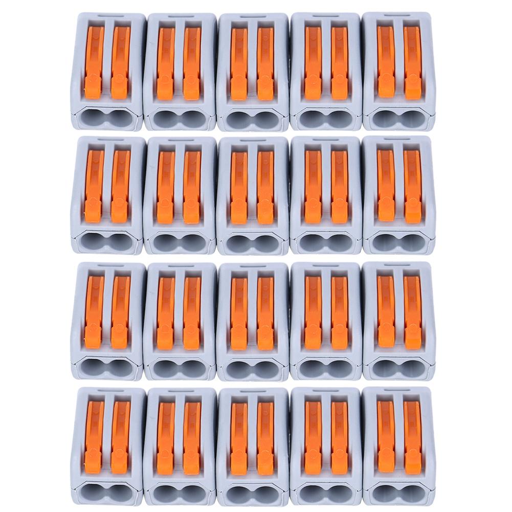 

20pcs PCT212 Compact Wiring Connector 2 Port Push in Lighting Electrical Cable Fast Connection