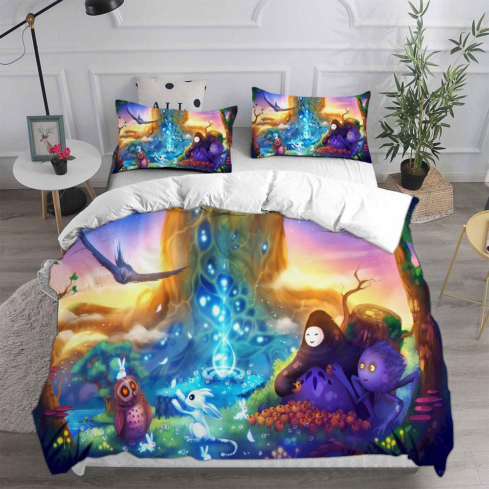 3D Game Ori and the Blind Forest Bedding Sets Comforter Quilt Bed Cover Duvet Cover Pillow Case 2-3 Pieces Sets Kids Adult Size